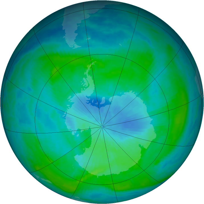 Antarctic ozone map for 24 February 1988